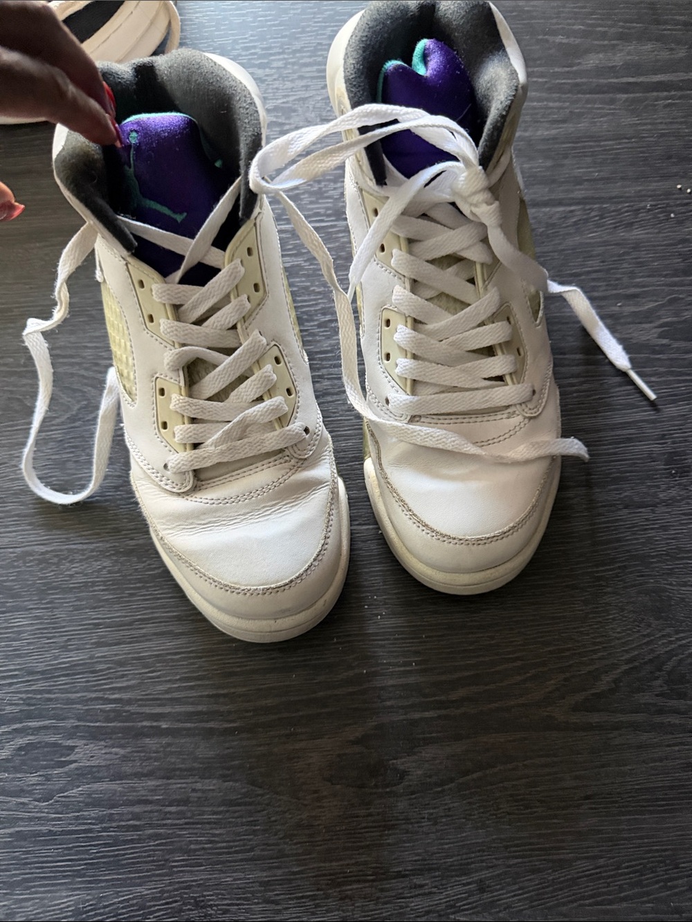 Jordan Women's White High-Top Sneakers with Purple Tongue